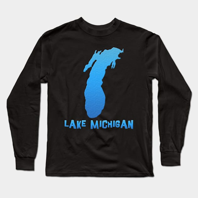 Lake Michigan Great Lakes Outline Long Sleeve T-Shirt by gorff